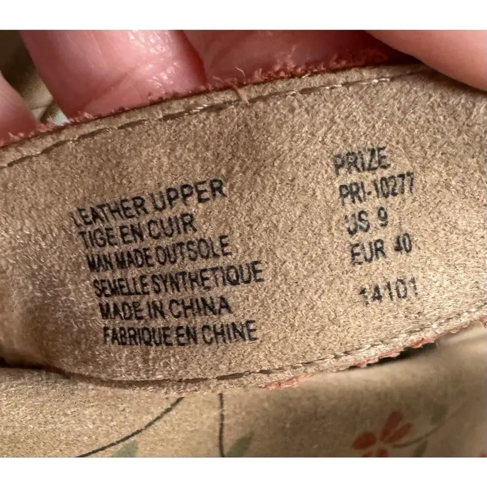 Taos Prize 3 Leather Slide Sandal Harvest Multi Leather Boho Floral Tan 9 40